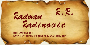 Radman Radinović vizit kartica